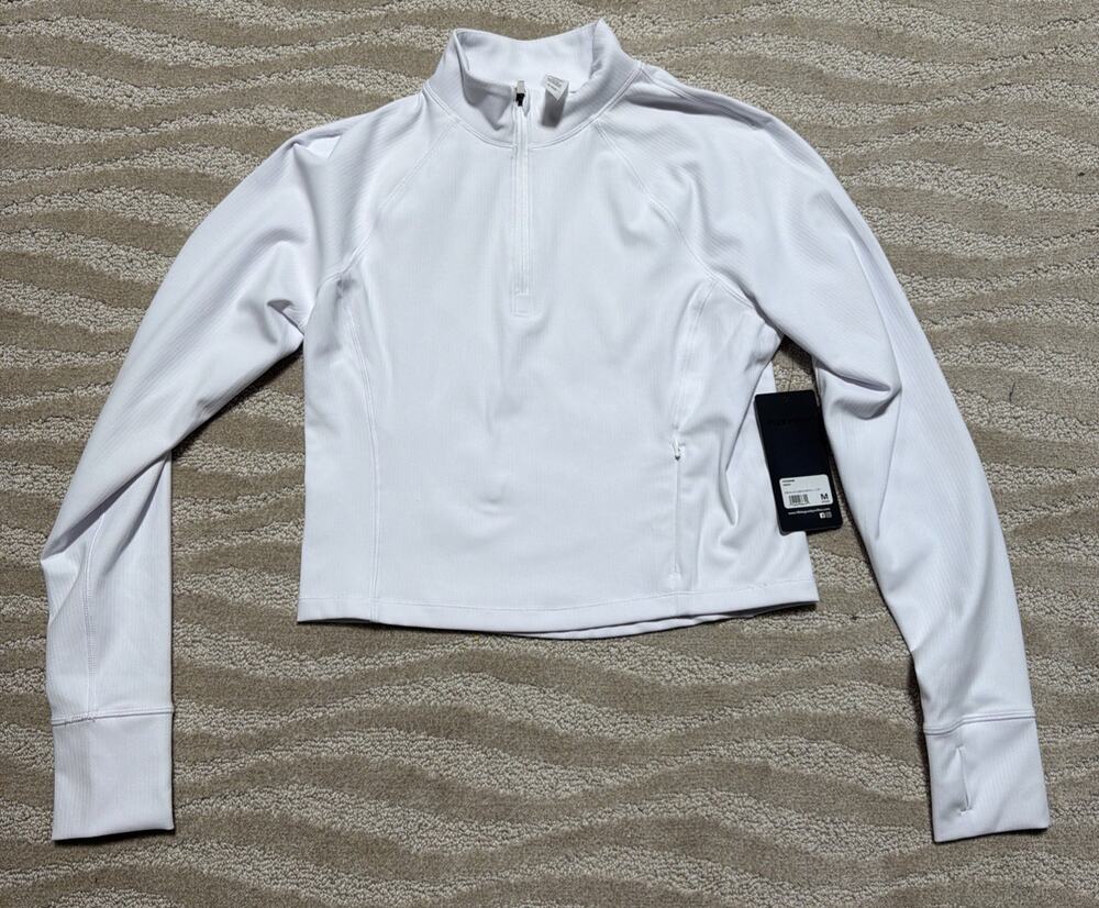 90 Degree By Reflex Sweatshirt Womens M Felix Lux Rib Karina 1/2 Zip NWT Athleta